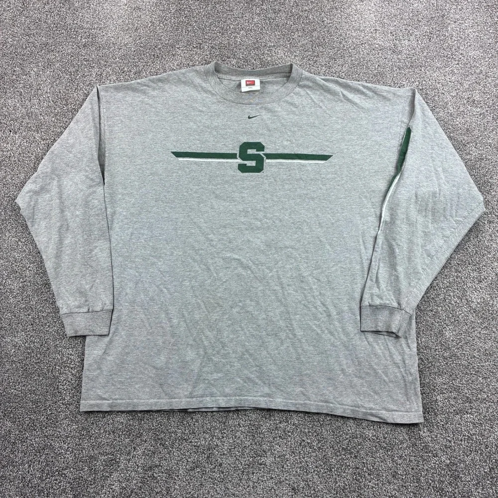 Vintage Nike Michigan State Spartans Shirt Mens 2XL Gray Center Swoosh